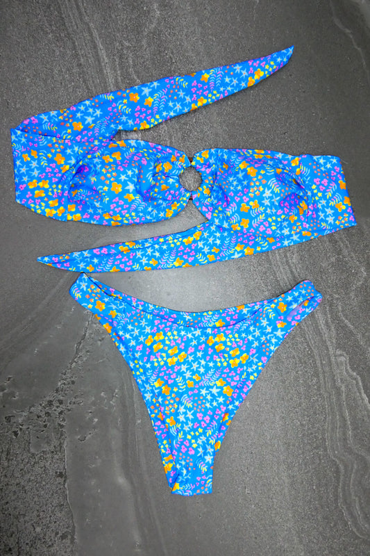 Blue Flower Bandeau Top